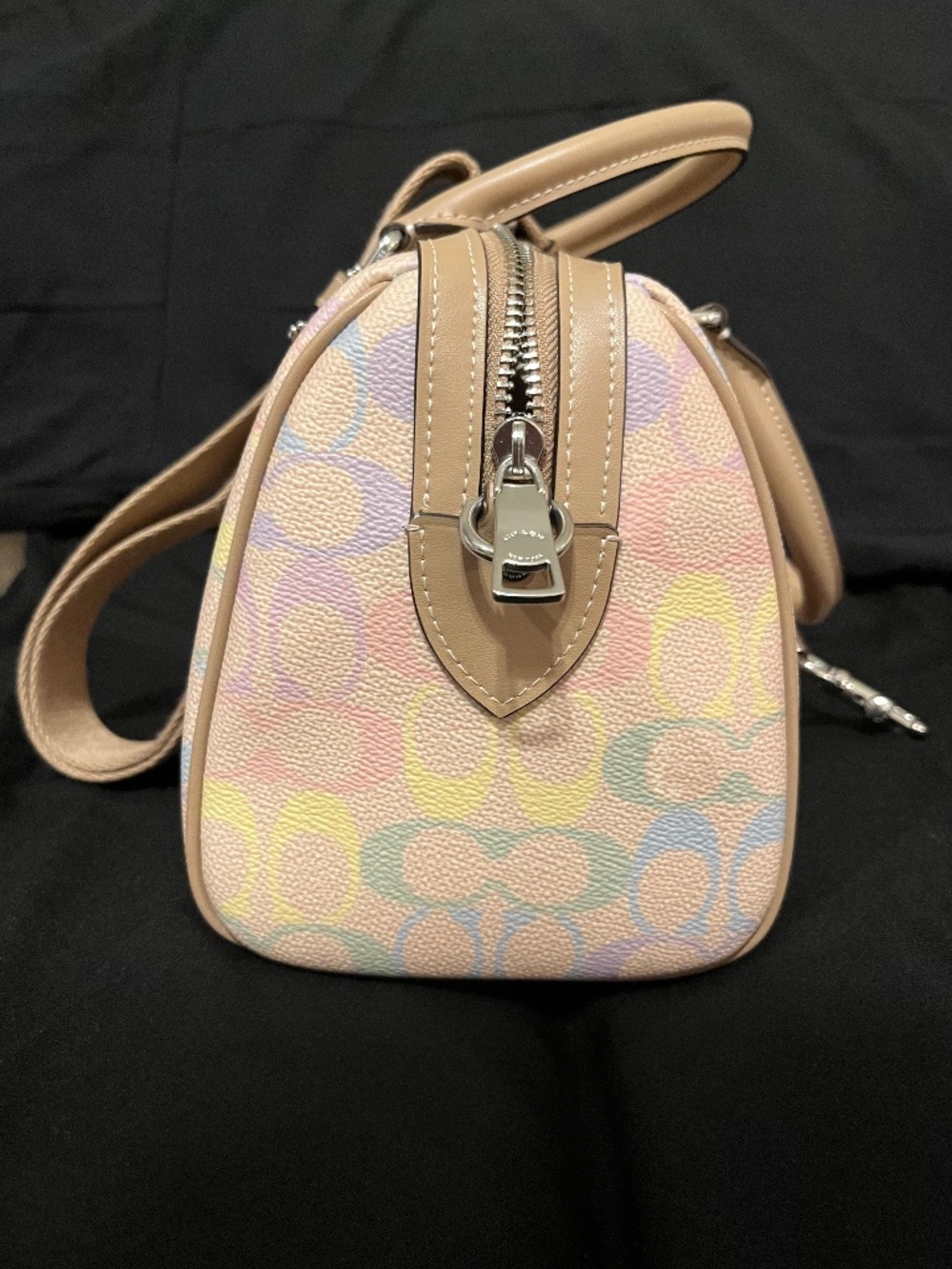 LIKE NEW Coach Rowan Pastel Rainbow Multicolor Signature Satchel Bag - Picture 3 of 13